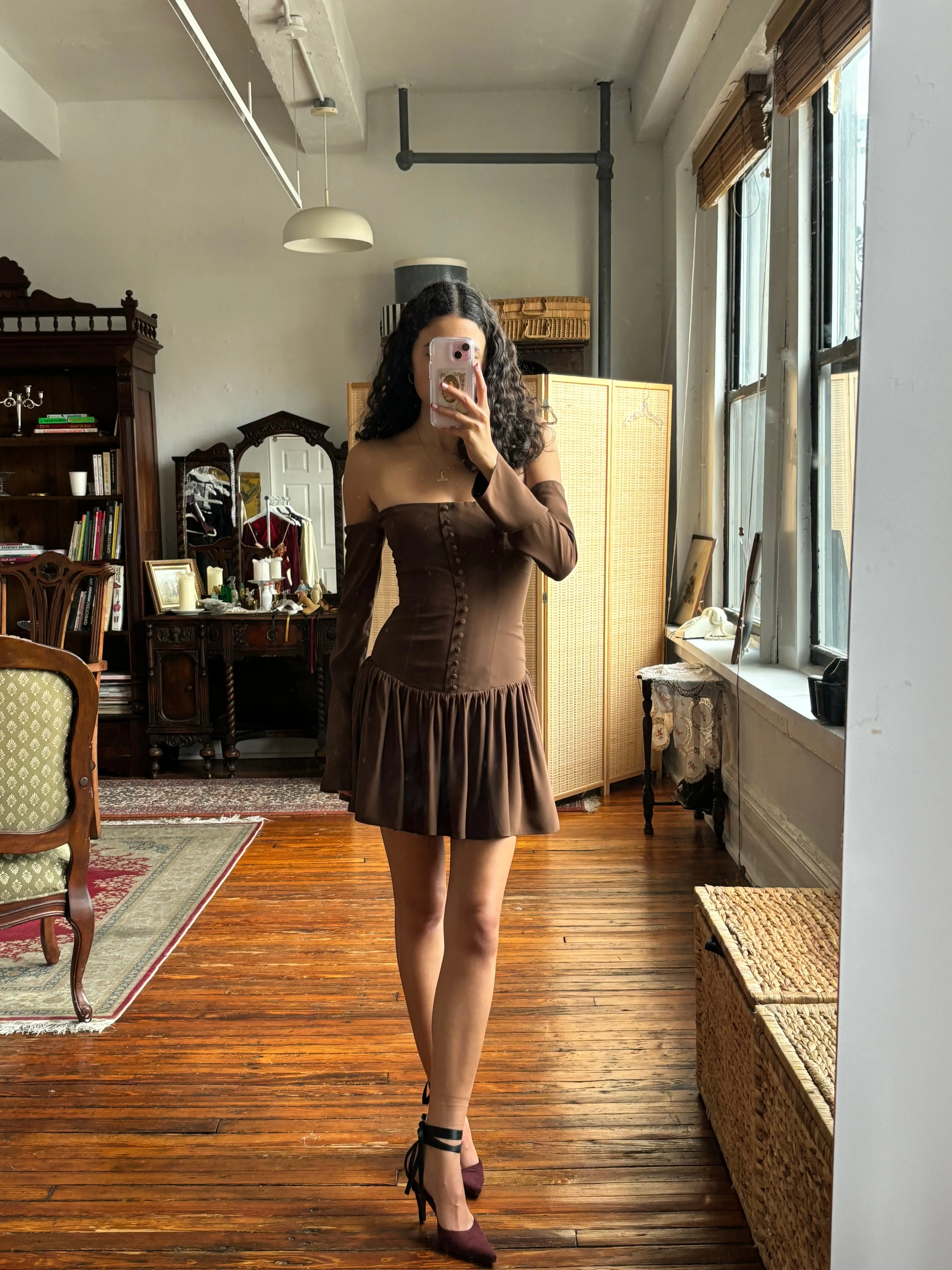 Sample Kissing Booth Long Sleeve Dress Chocolat sold by Mirror Palais