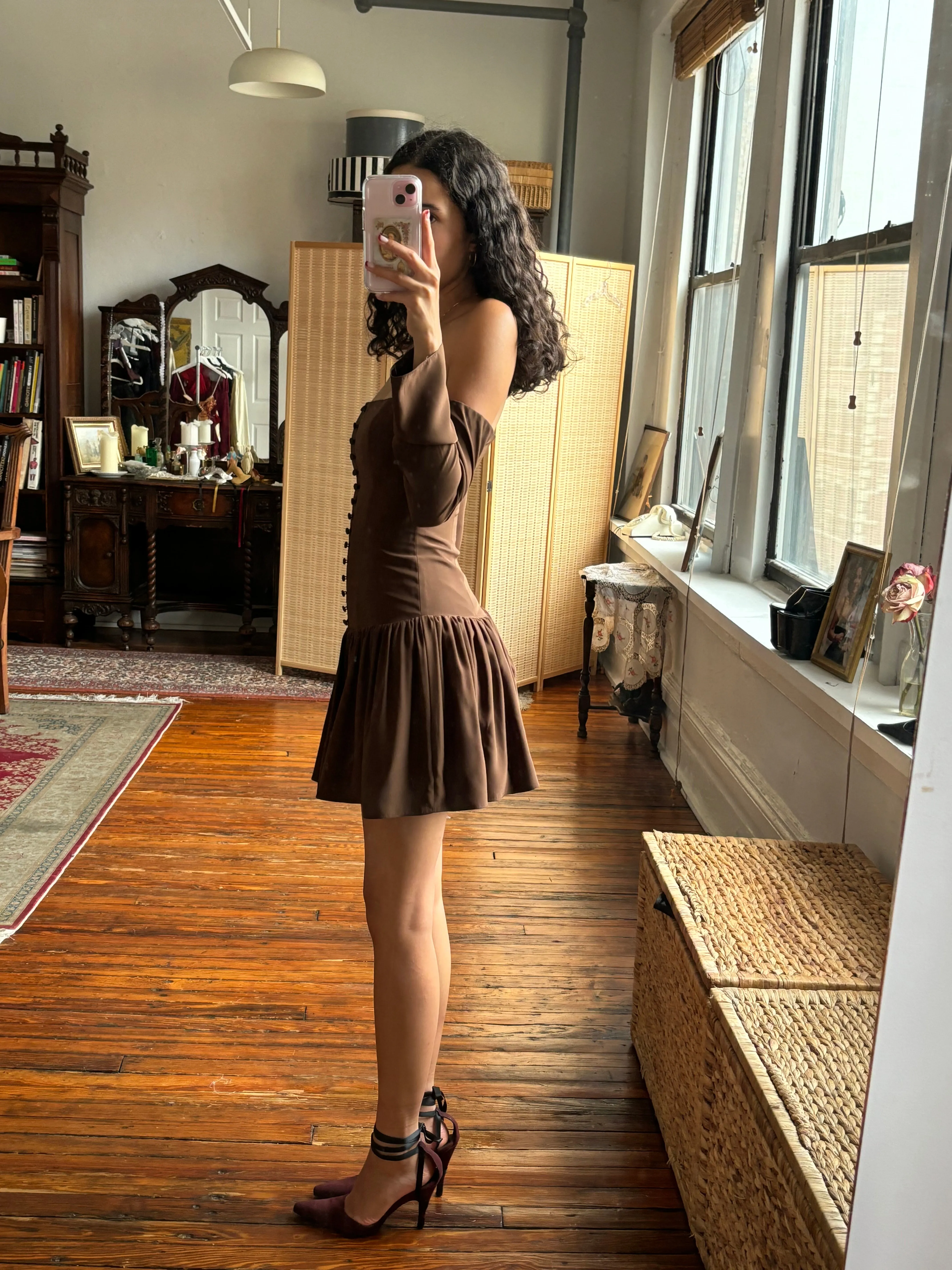 Sample Kissing Booth Long Sleeve Dress Chocolat sold by Mirror Palais product image thumbnail 3