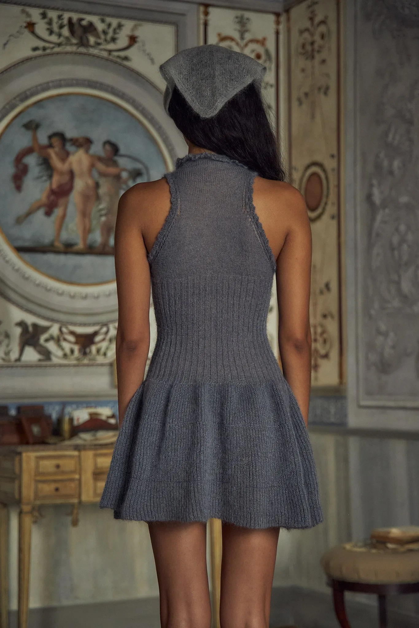 Little Lass Knit Mini Dress in Grey sold by Mirror Palais product image thumbnail 2