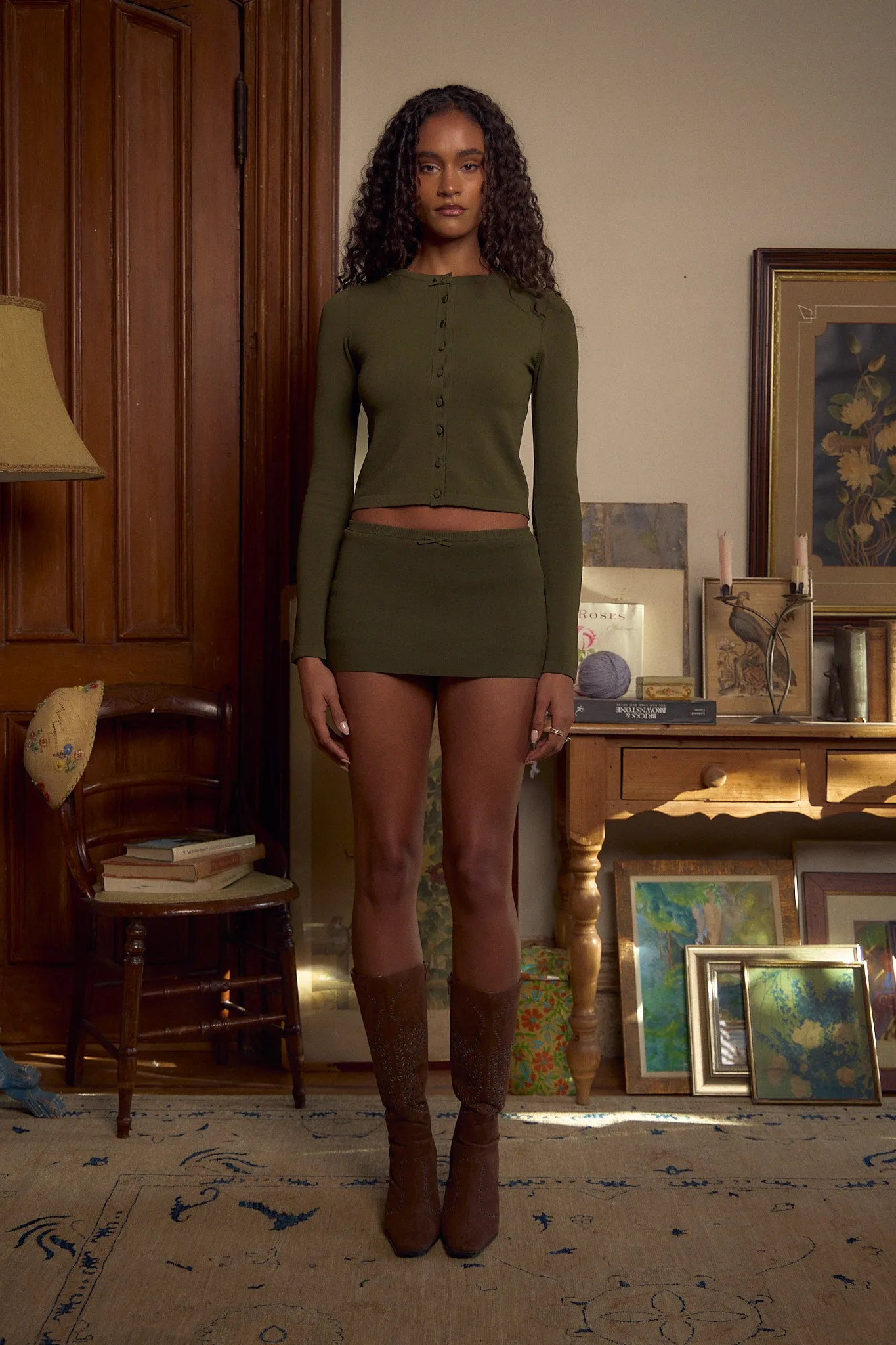 The Knit Cardigan Olive sold by Mirror Palais product image thumbnail 2