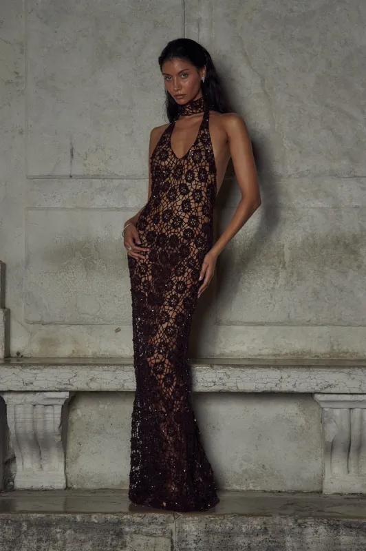 Estrella Flora Gown in Chianti sold by Mirror Palais