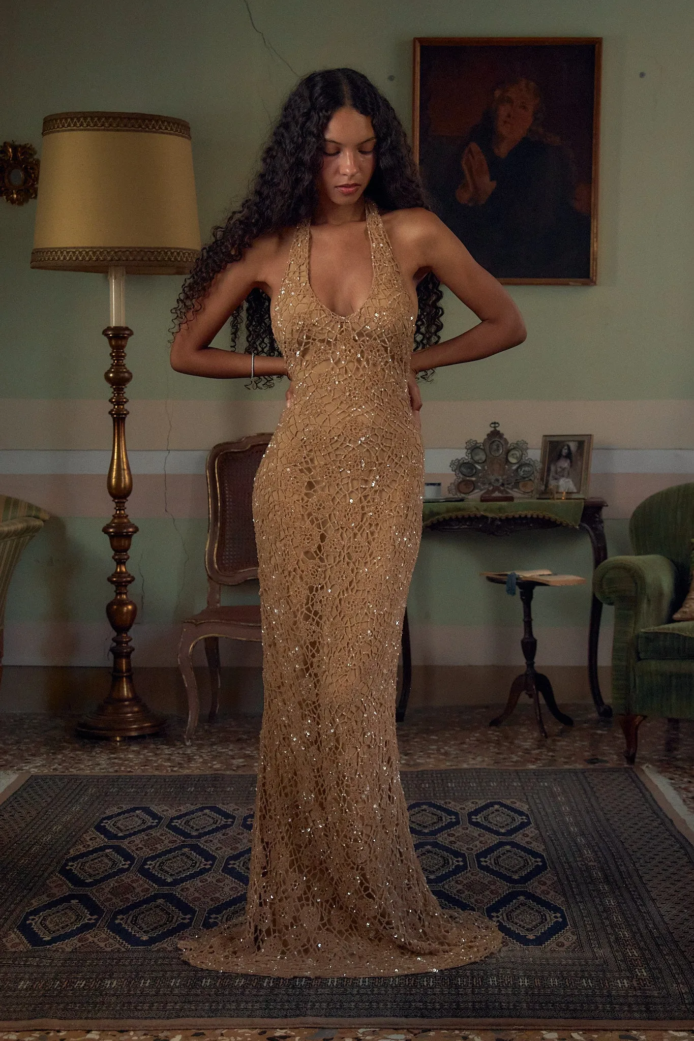 Estrella Flora Gown in Champagne sold by Mirror Palais product image thumbnail 3