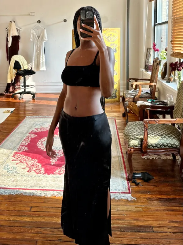 Sample Low Rise Bias Skirt in Noir XS sold by Mirror Palais