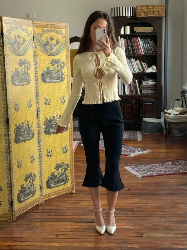 Sample Rose Pointelle Knit Cardigan Butter XS sold by Mirror Palais