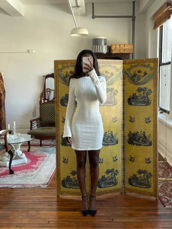 Sample Backless Knit Dress Creme XS sold by Mirror Palais