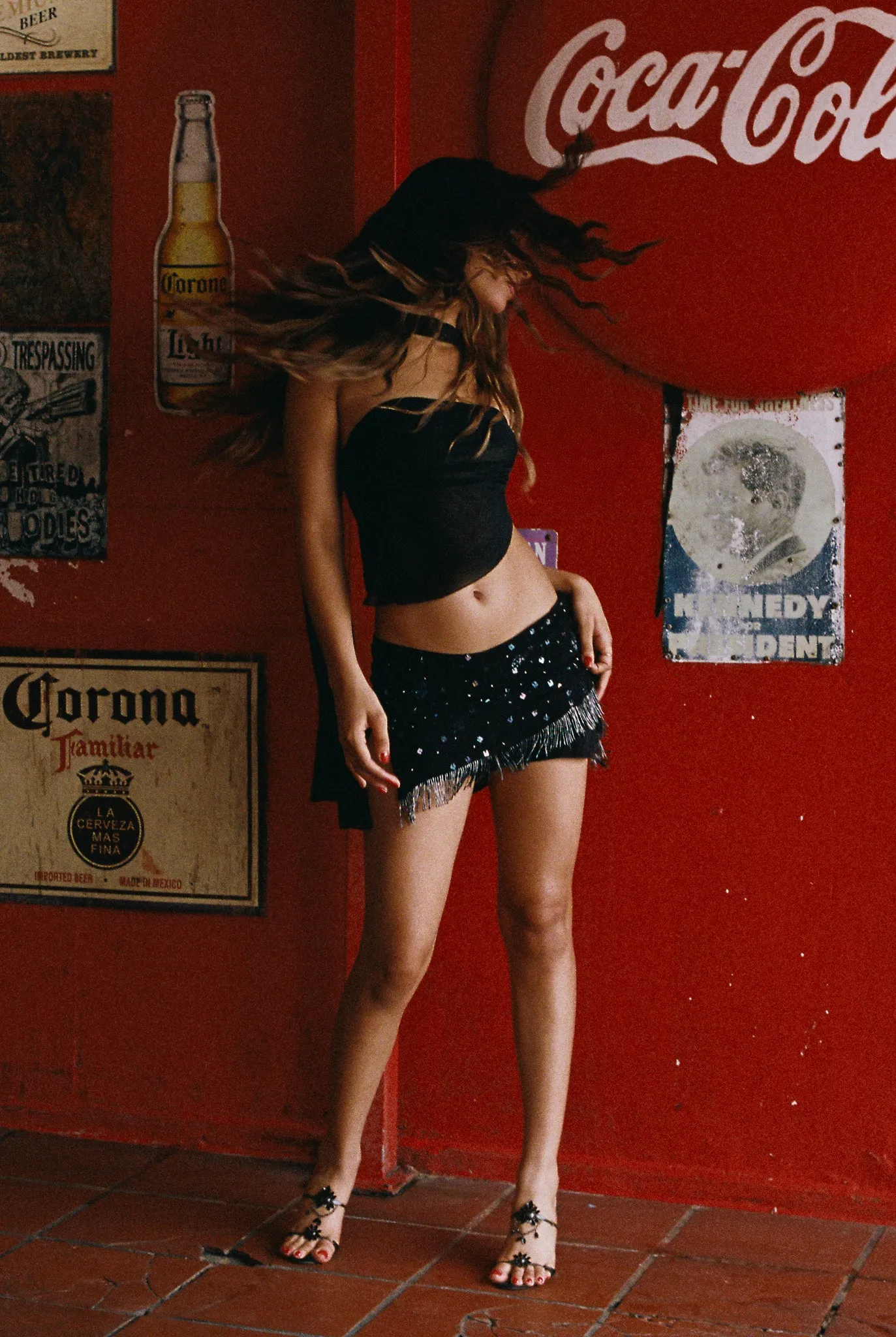 Beaded Mini Skirt in Noir sold by Mirror Palais product image thumbnail 5