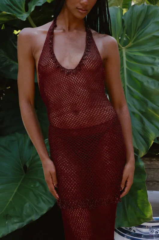 Crochet Tunic Top in Sangre sold by Mirror Palais