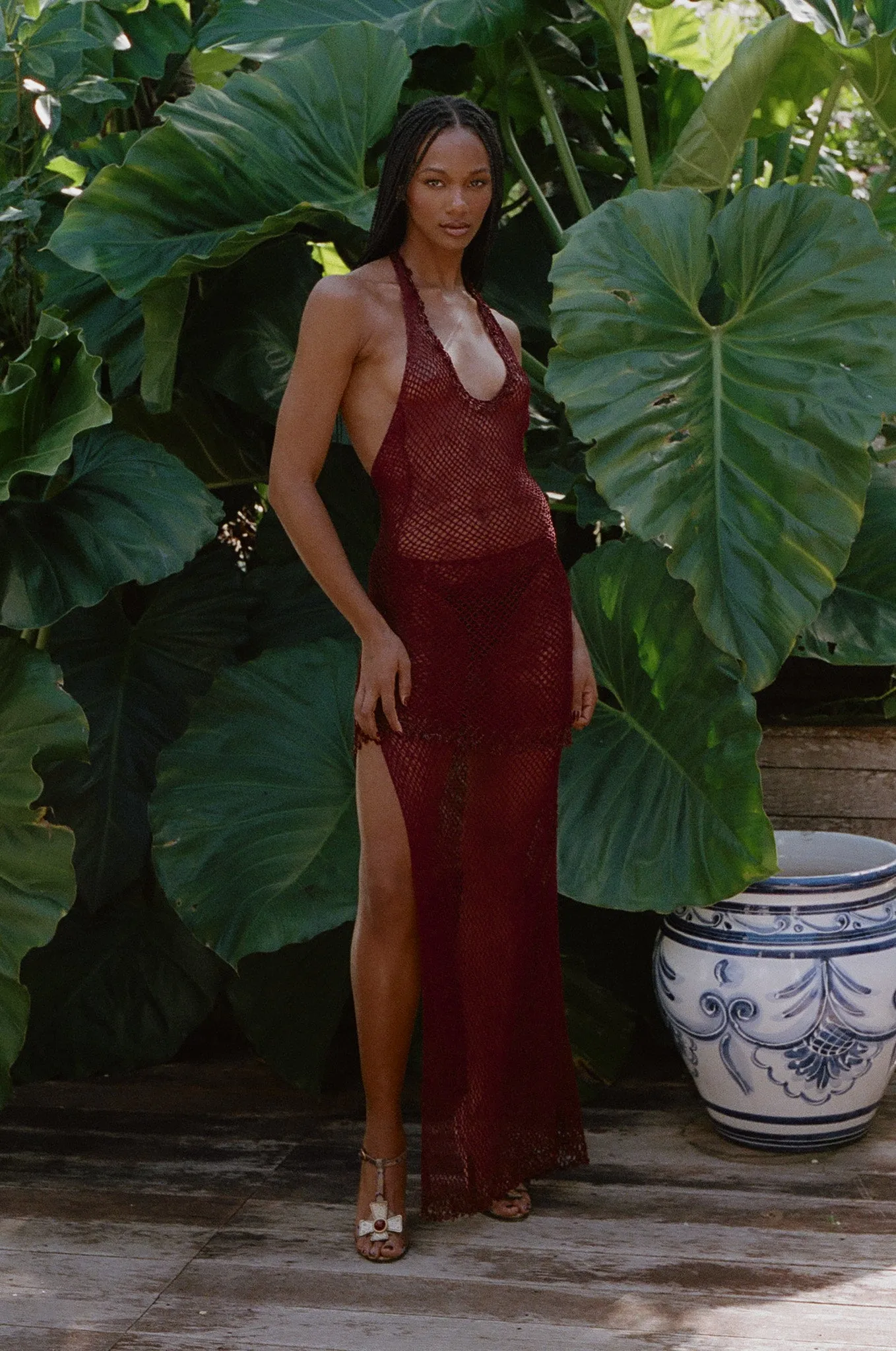 Crochet Tunic Top in Sangre sold by Mirror Palais product image thumbnail 2