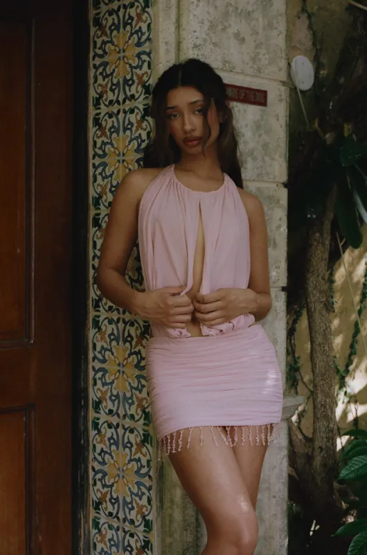 La Piscine Mini Dress in Pink sold by Mirror Palais