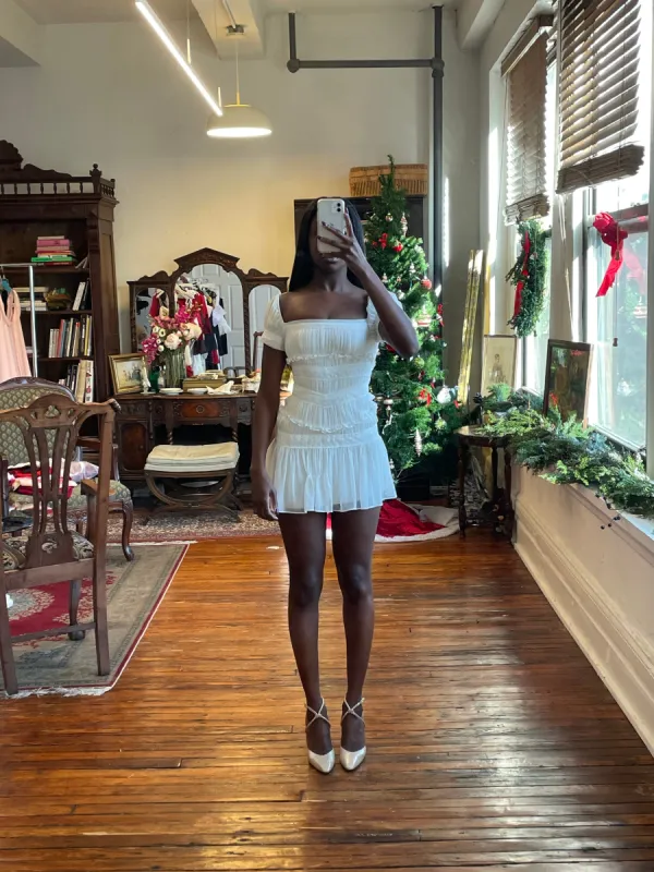 Sample Cap Sleeve Ruched Mini Dress sold by Mirror Palais