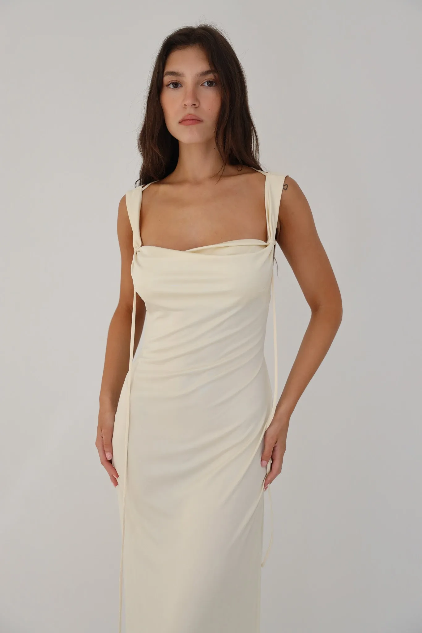 Low Cowl Dress in Crème sold by Mirror Palais product image thumbnail 2