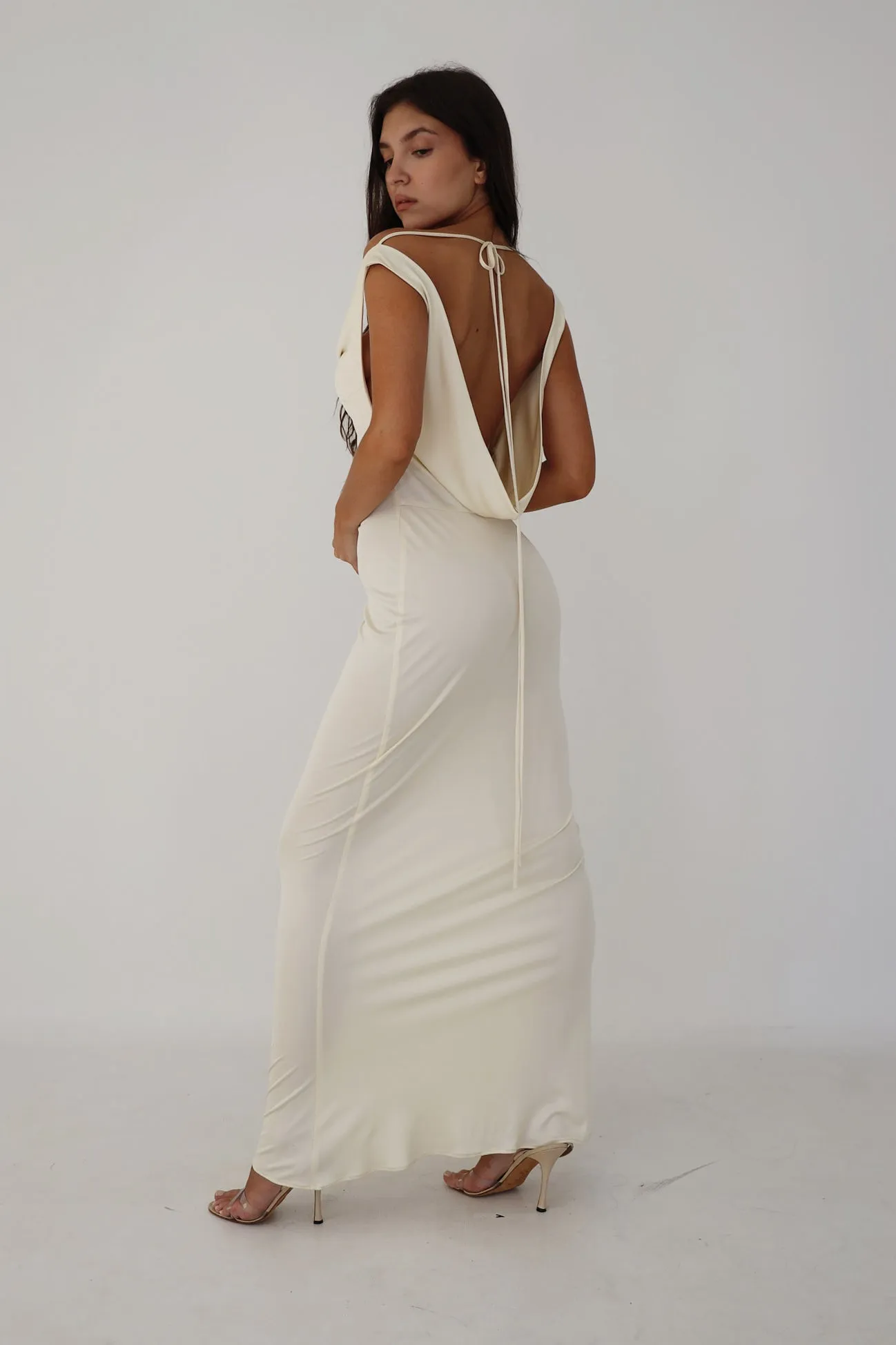 Low Cowl Dress in Crème sold by Mirror Palais product image thumbnail 3