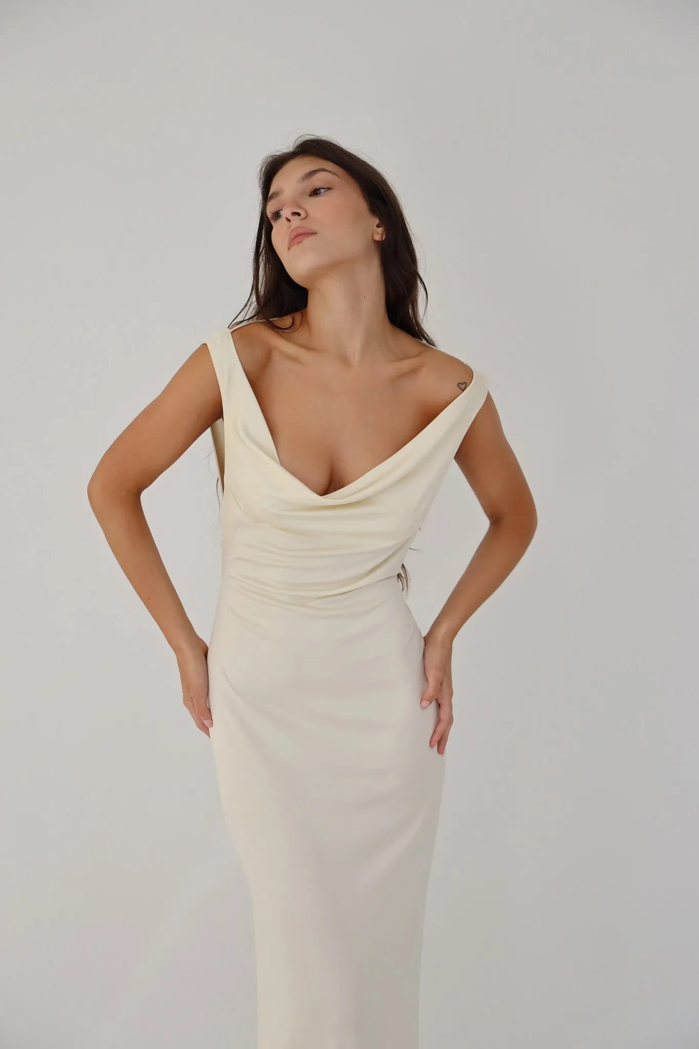 Low Cowl Dress in Crème sold by Mirror Palais product image thumbnail 5