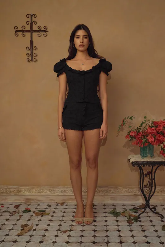 Love Letter Short in Noir Eyelet sold by Mirror Palais