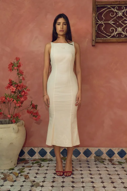 Embroidered Naturale Lady Dress made by Mirror Palais