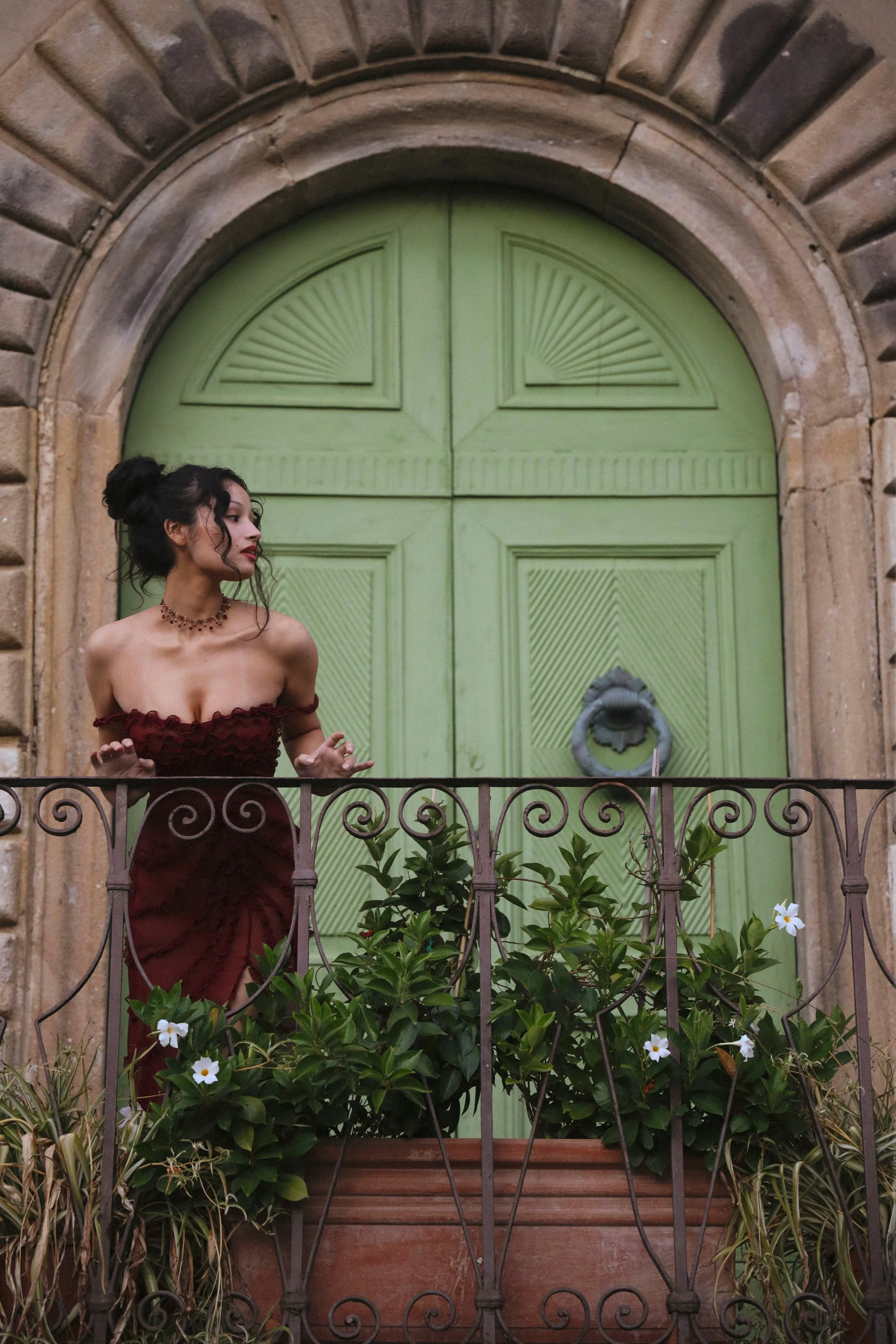 Cascading Ruffle Gown in Sangre sold by Mirror Palais product image thumbnail 5