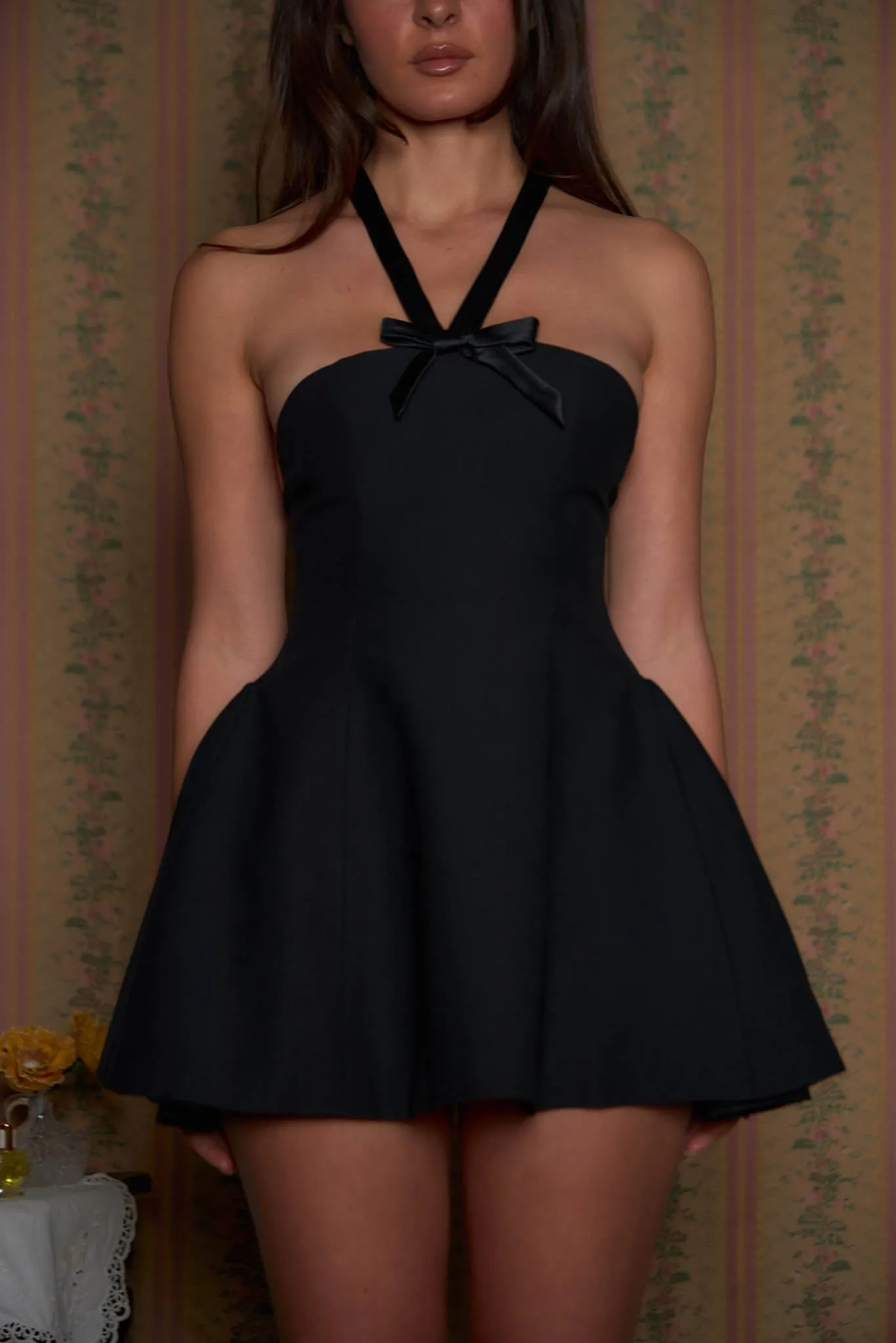 Petite Duchess Mini Dress in Noir sold by Mirror Palais product image thumbnail 4