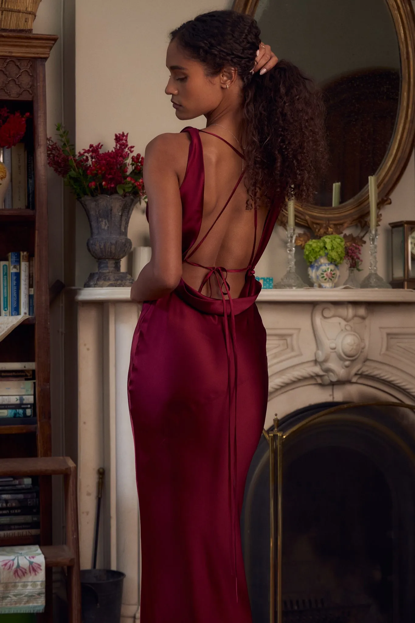 Plunging Back Cowl Dress in Sangre sold by Mirror Palais product image thumbnail 4
