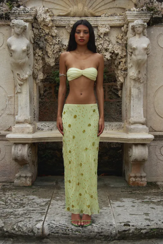 Beaded Skirt in Lime sold by Mirror Palais