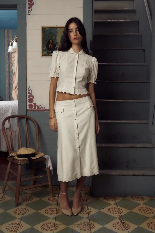 Dorothy Lady Length Skirt in Leite sold by Mirror Palais