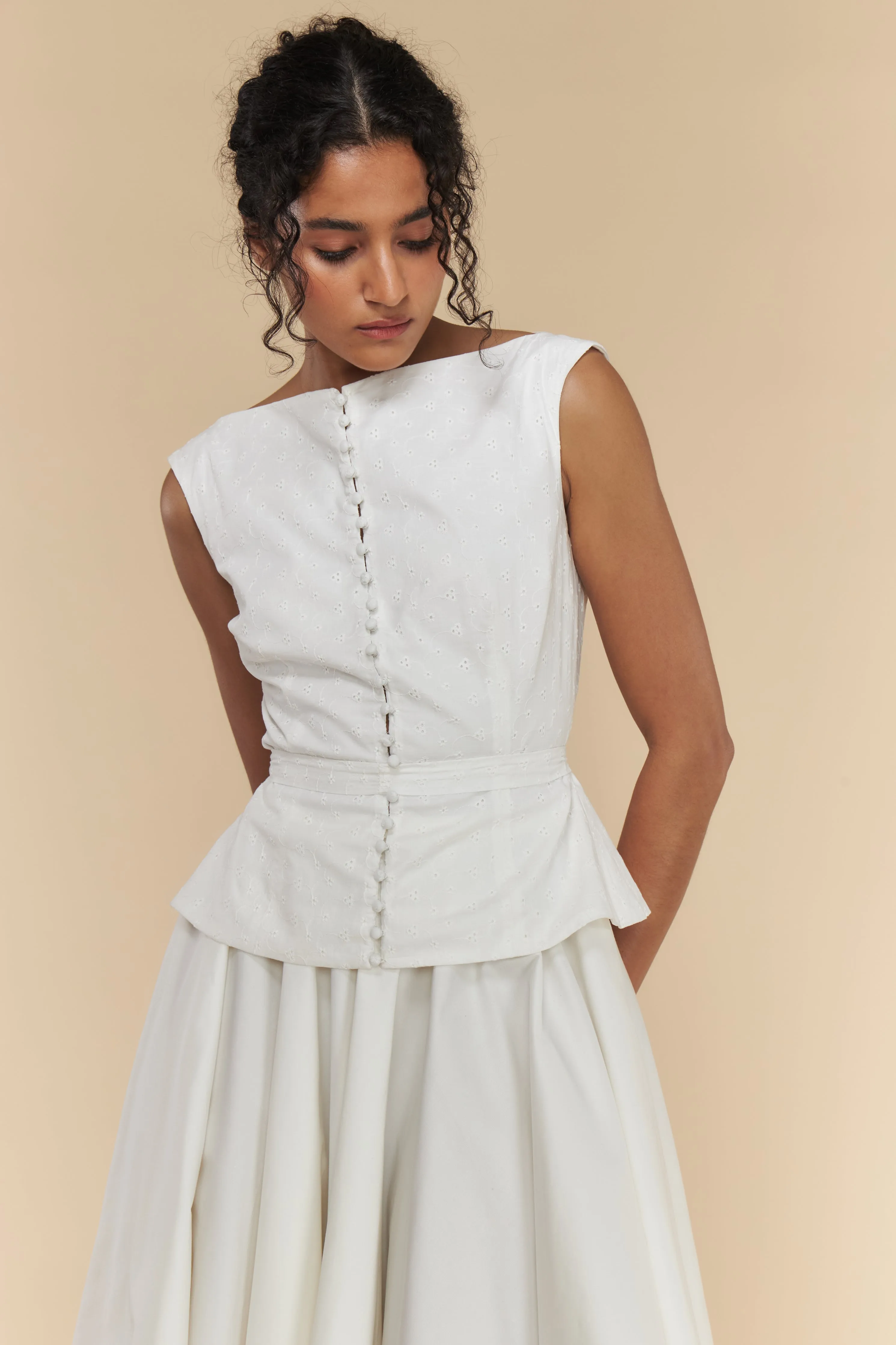 Boatneck Eyelet Top sold by Mirror Palais product image thumbnail 5