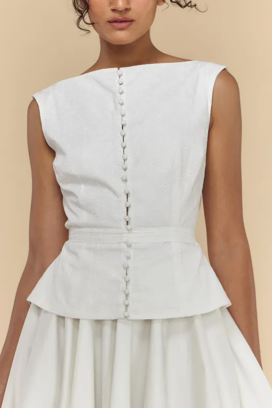 Boatneck Eyelet Top sold by Mirror Palais