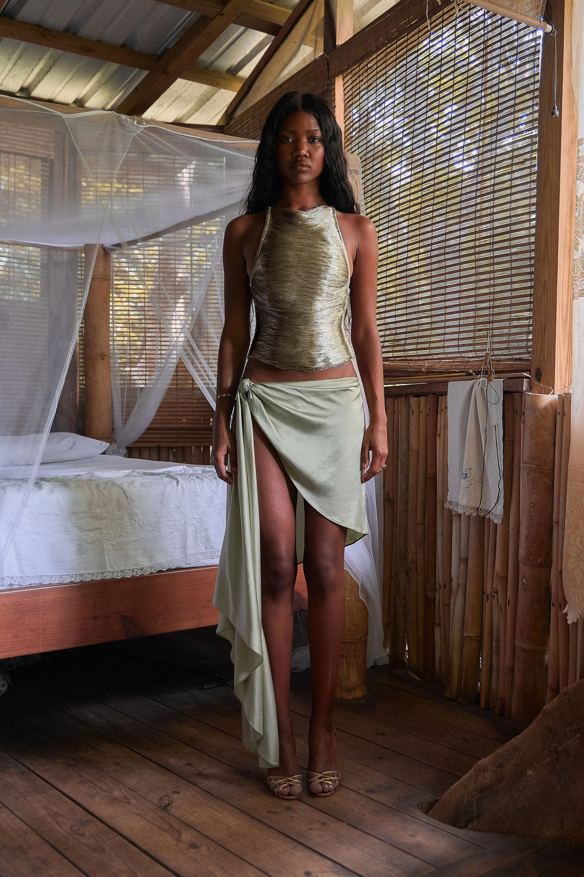 Silk Wrap Skirt in Pyrite sold by Mirror Palais product image thumbnail 3