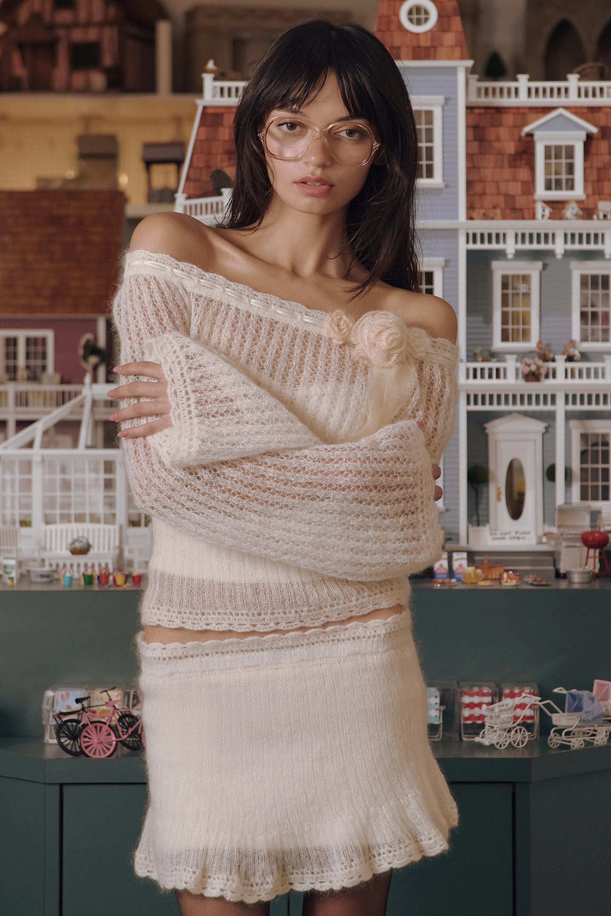 Little Lamb Knit Skirt in Crème sold by Mirror Palais product image thumbnail 5