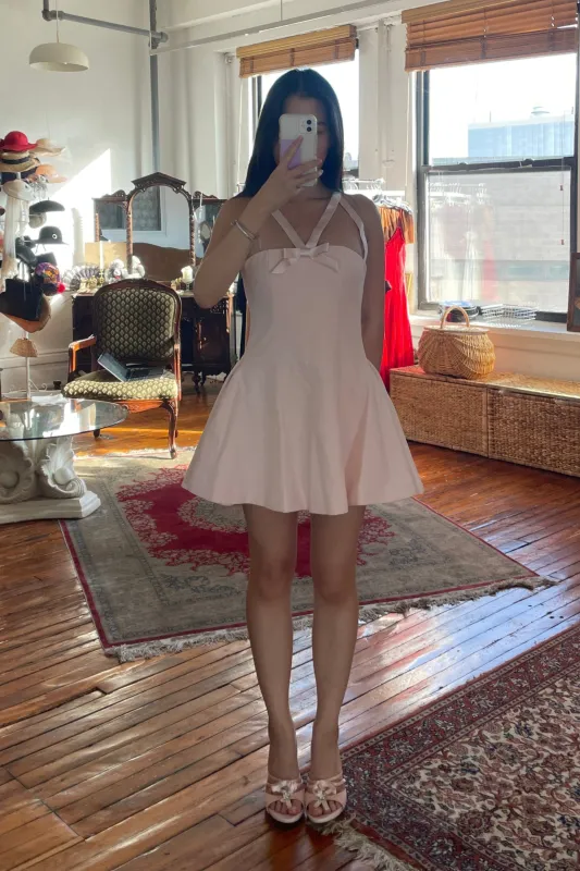 Sample Petite Duchess Mini Dress in Slipper Pink sold by Mirror Palais