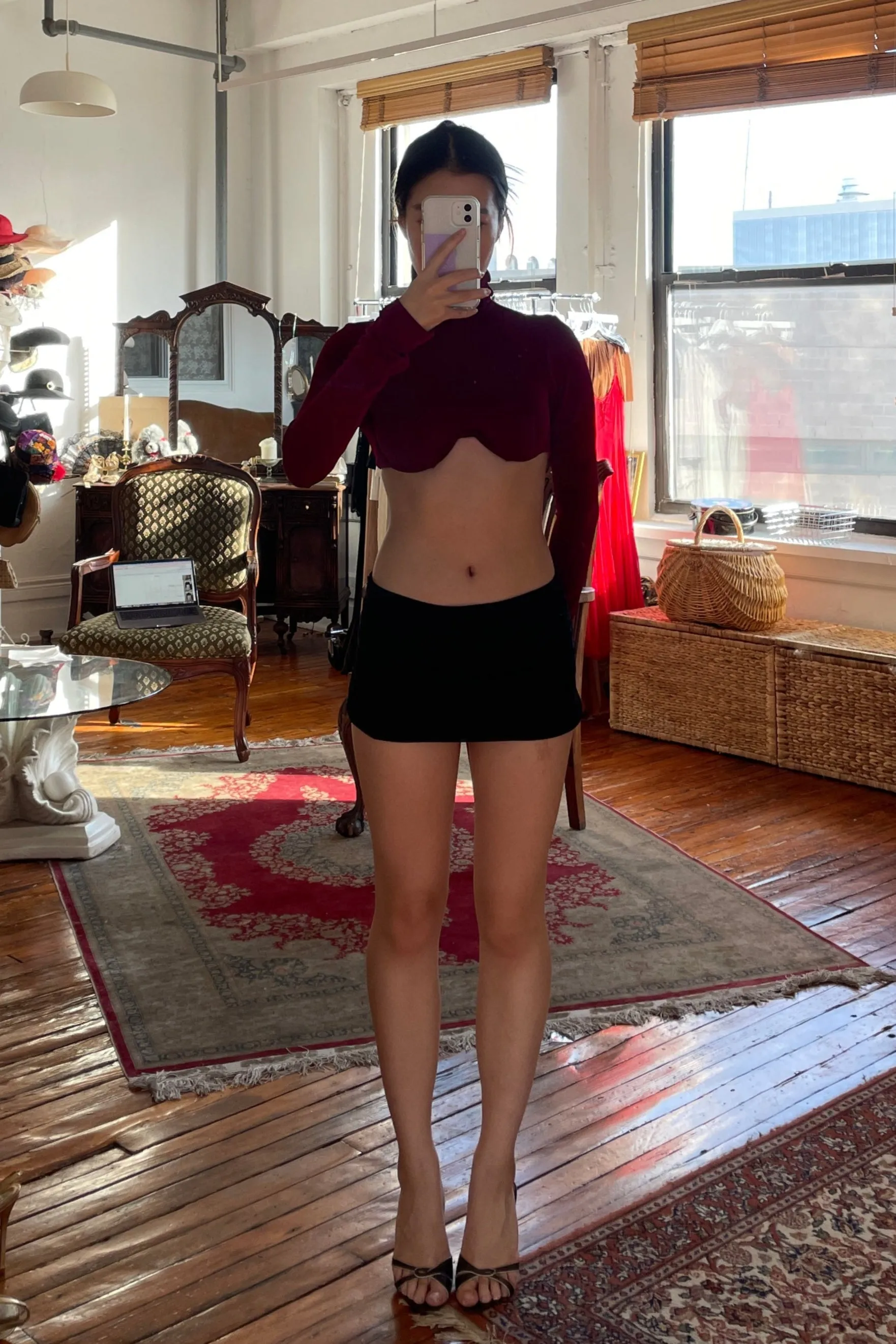 Sample Underwire Turtleneck in Red sold by Mirror Palais