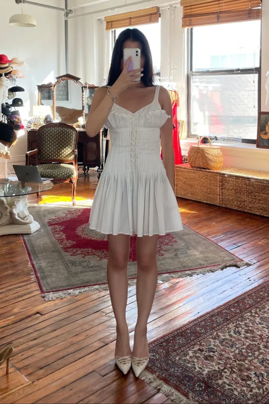 Sample Cotton Lace Up Mini Dress sold by Mirror Palais