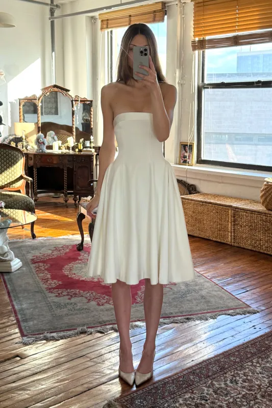 Sample Strapless Opera Lady Length Dress in Pearl sold by Mirror Palais