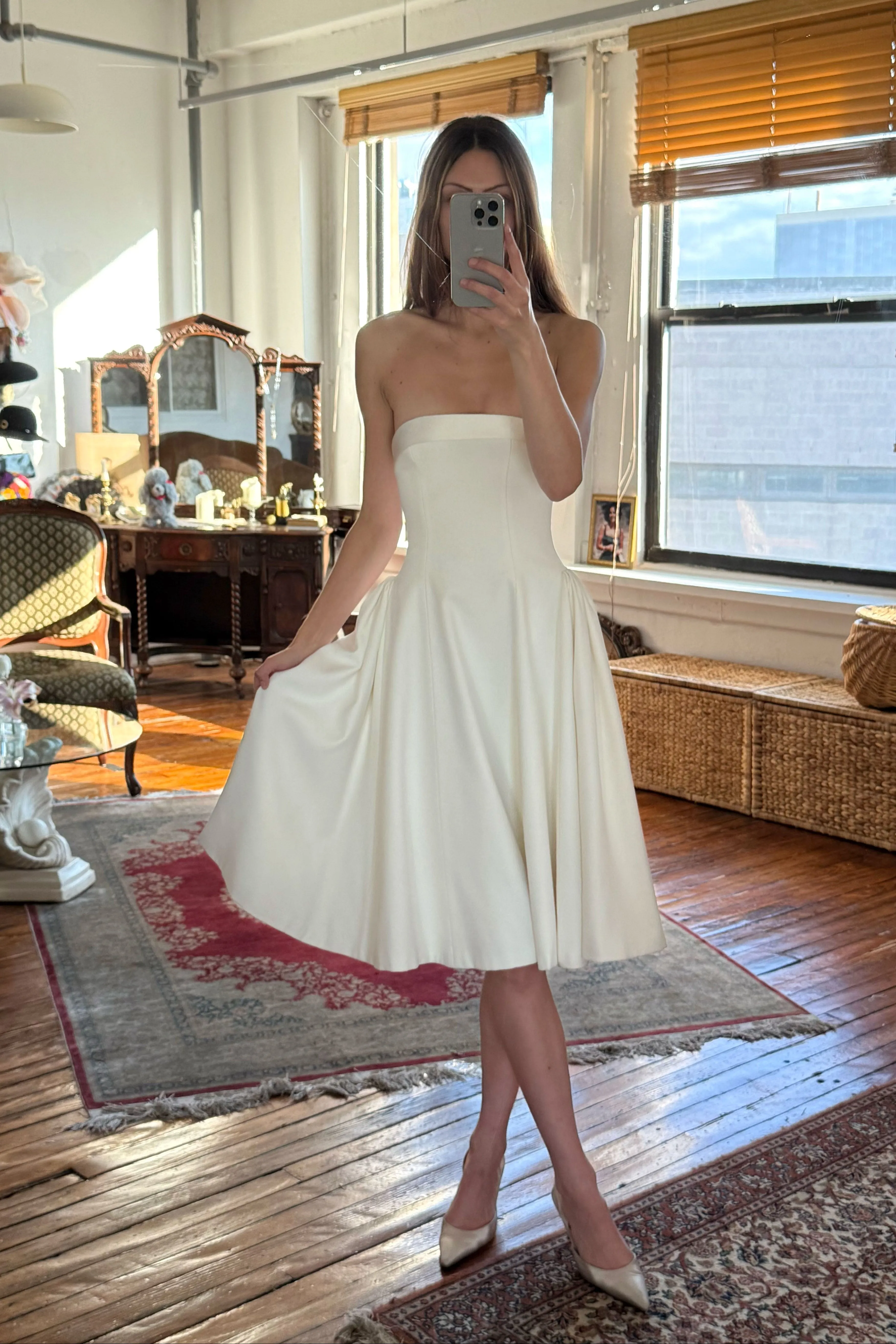 Sample Strapless Opera Lady Length Dress in Pearl sold by Mirror Palais product image thumbnail 2