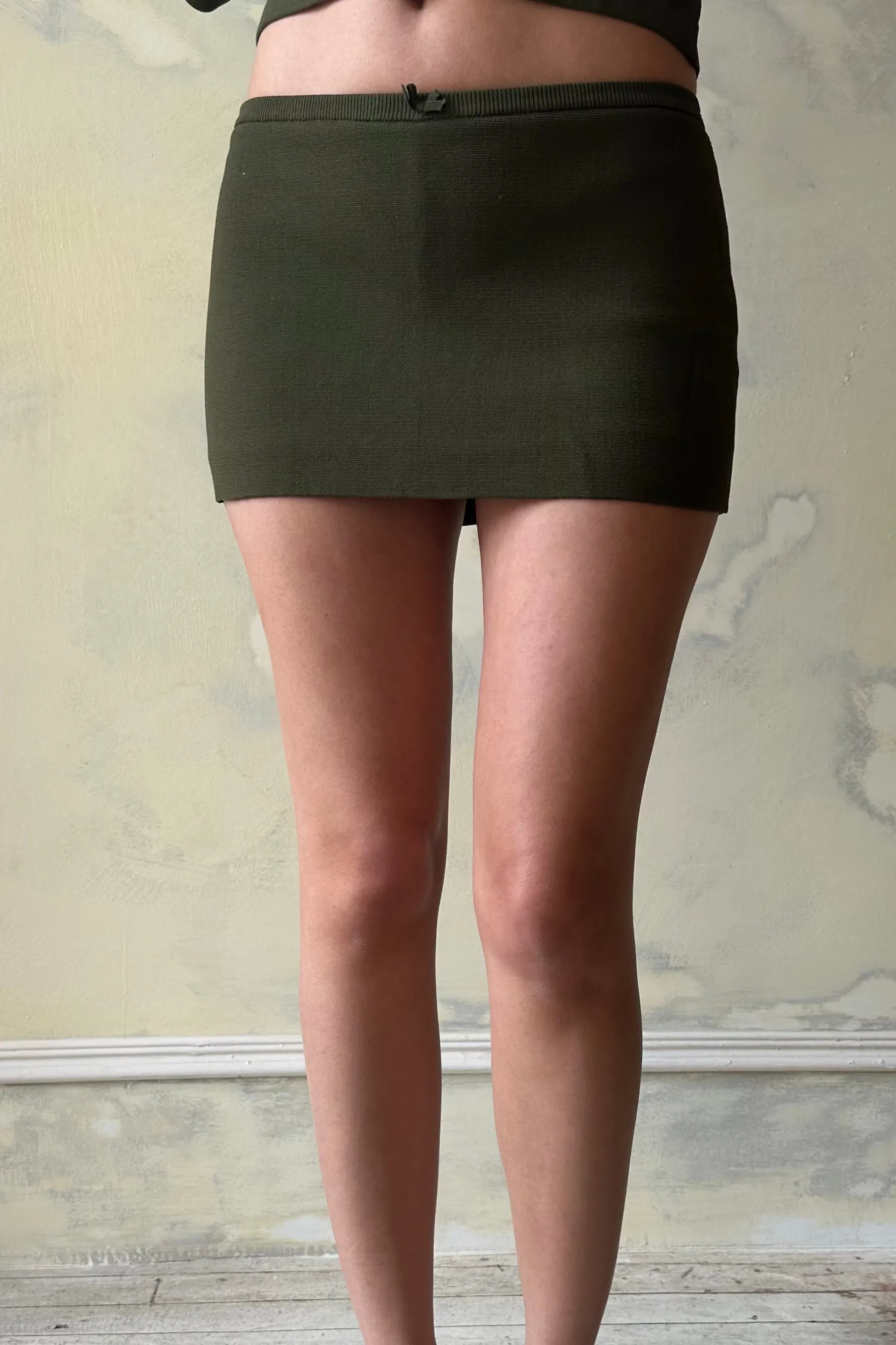 Sample The Knit Mini Skort in Olive sold by Mirror Palais product image thumbnail 2