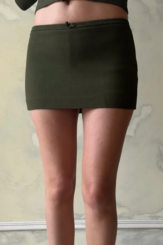 Sample The Knit Mini Skort in Olive sold by Mirror Palais