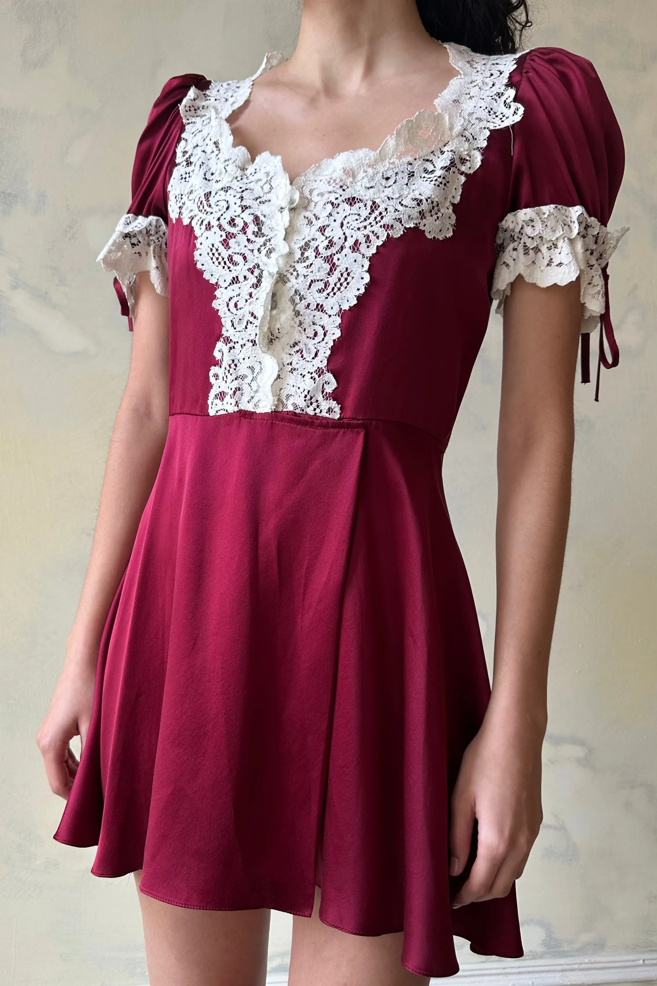 Sample Unwrap Me Mini Dress in Garnet sold by Mirror Palais product image thumbnail 2