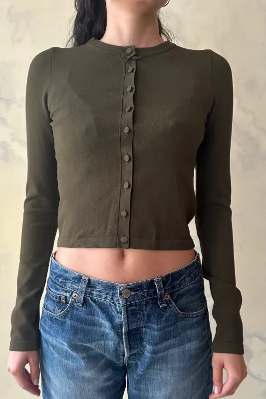 Sample Knit Cardigan in Olive sold by Mirror Palais