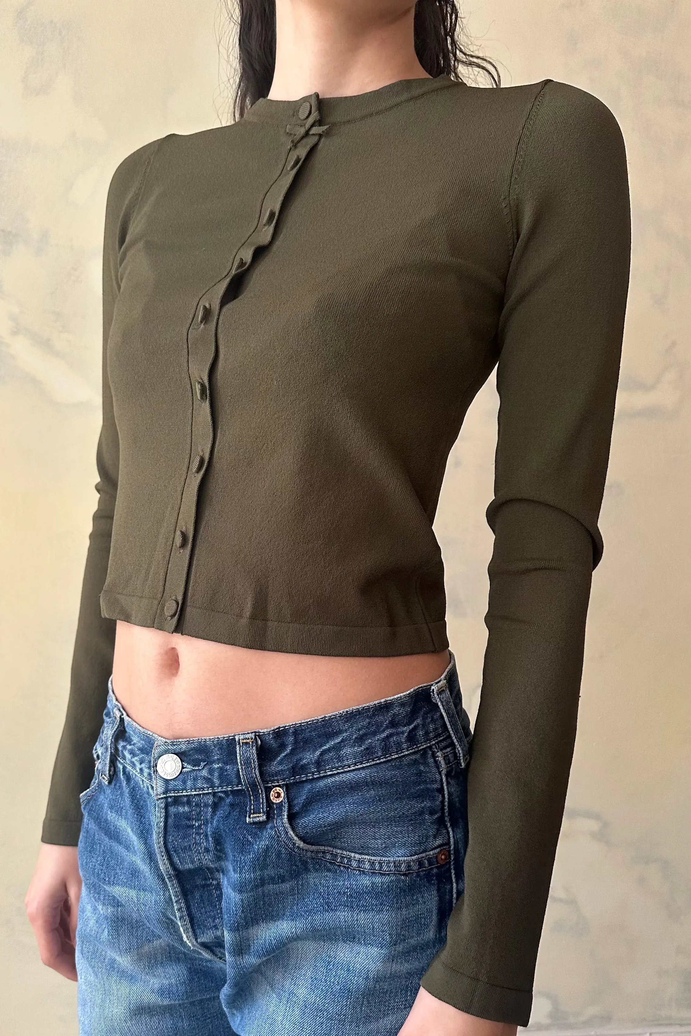 Sample Knit Cardigan in Olive sold by Mirror Palais product image thumbnail 2