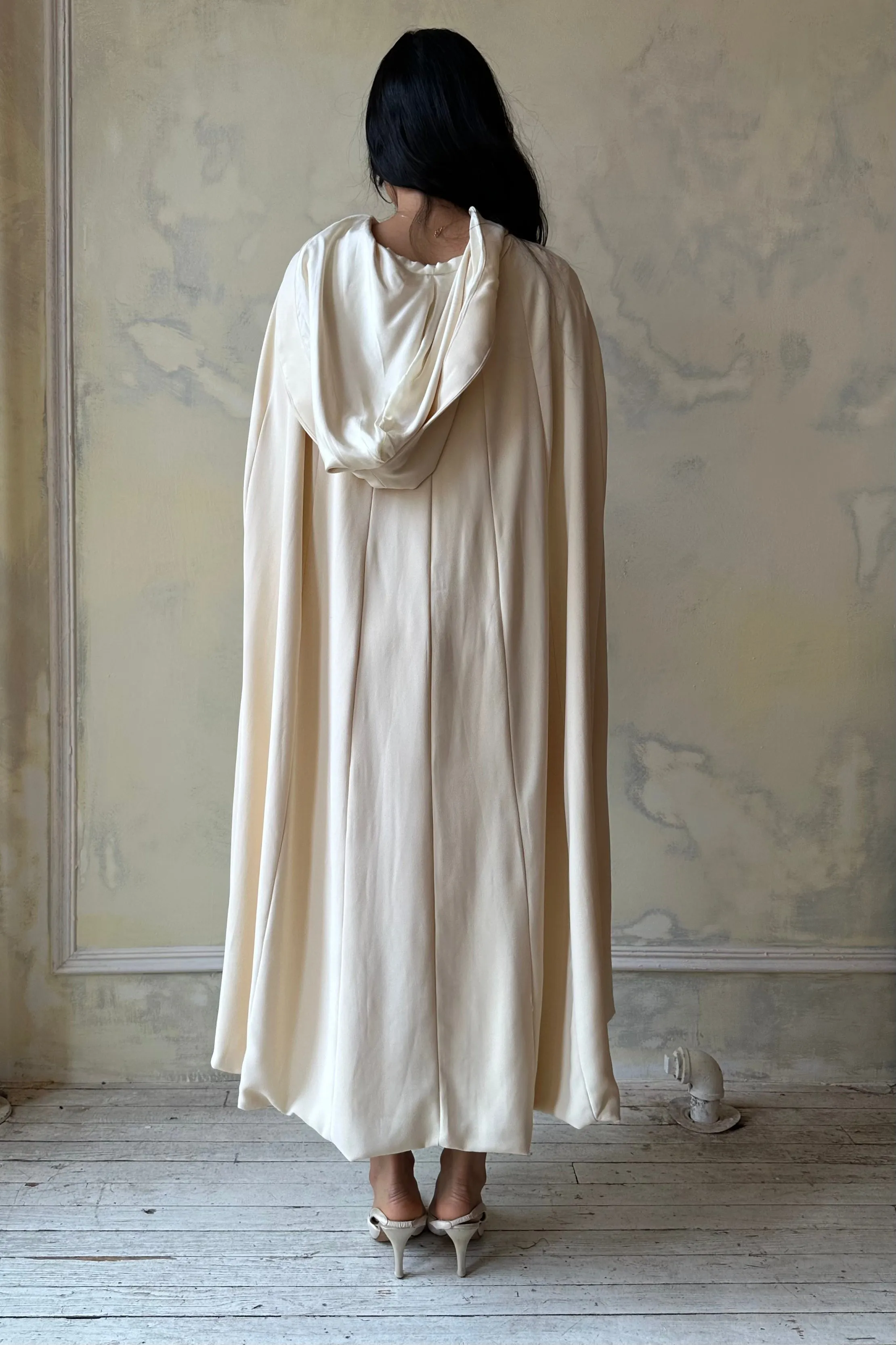 Sample Long Hooded Cape in Ivory sold by Mirror Palais product image thumbnail 3