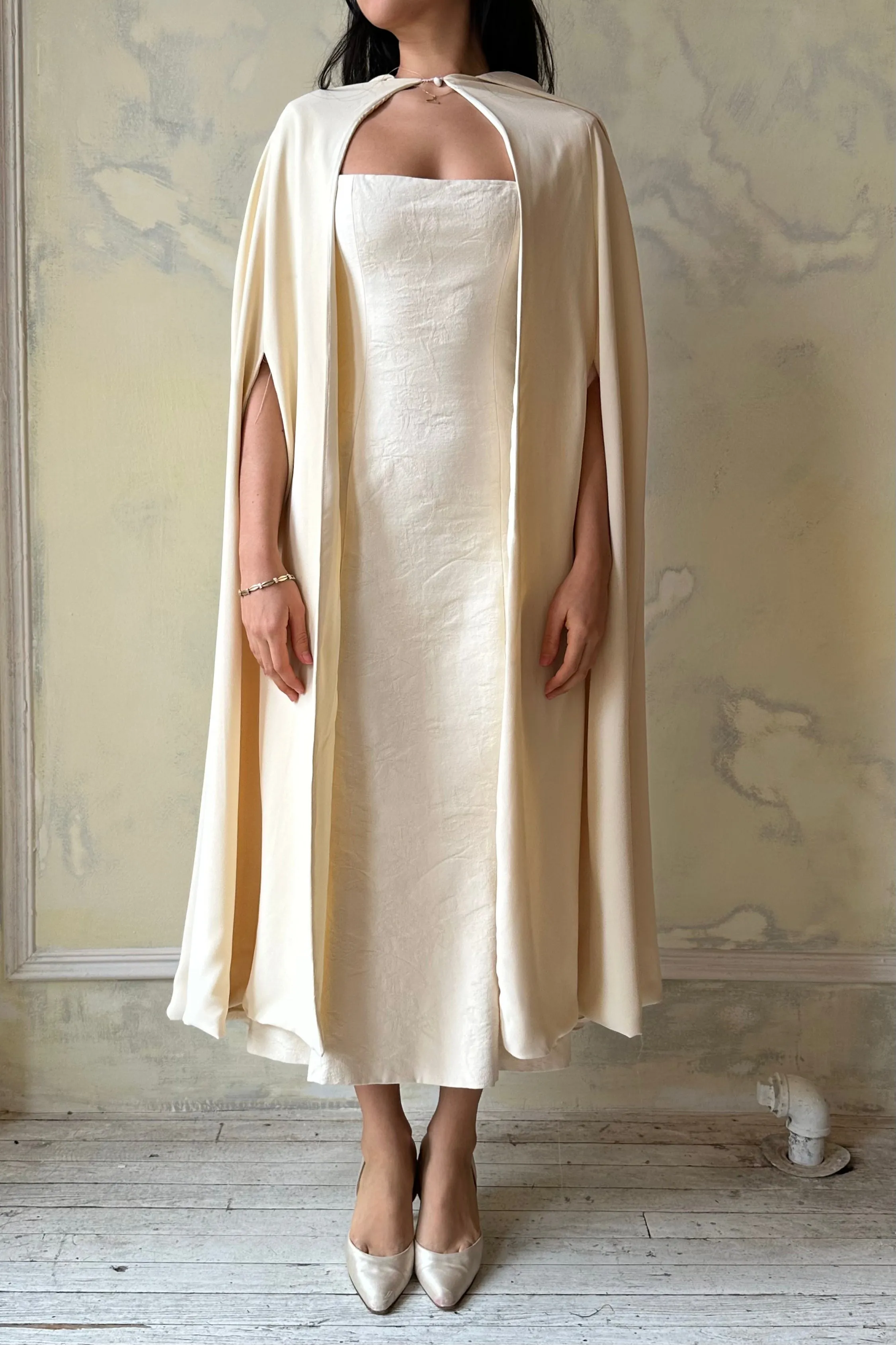 Sample Long Hooded Cape in Ivory sold by Mirror Palais product image thumbnail 2