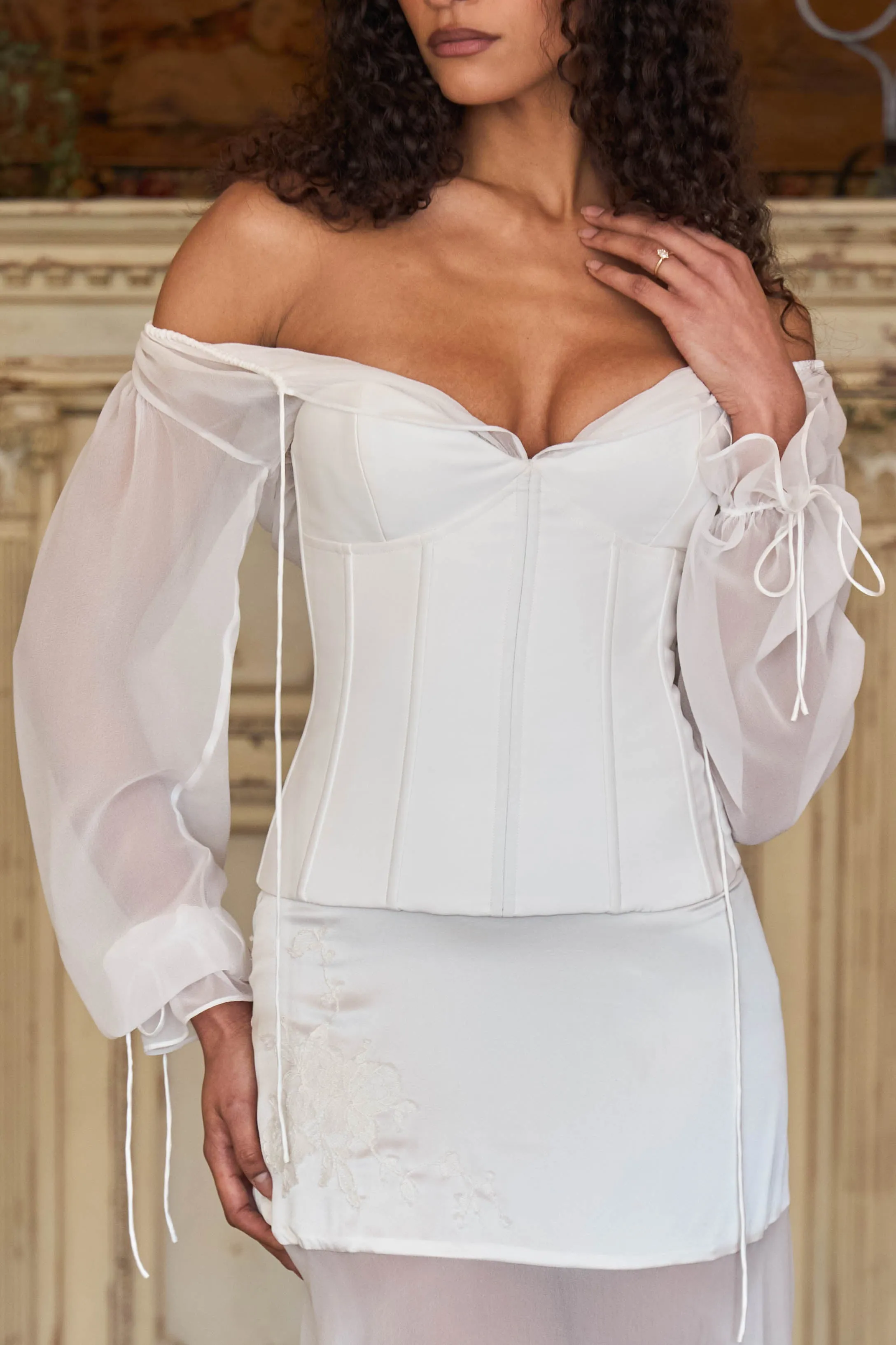 Vamp Bustier Top in Pearl sold by Mirror Palais product image thumbnail 5