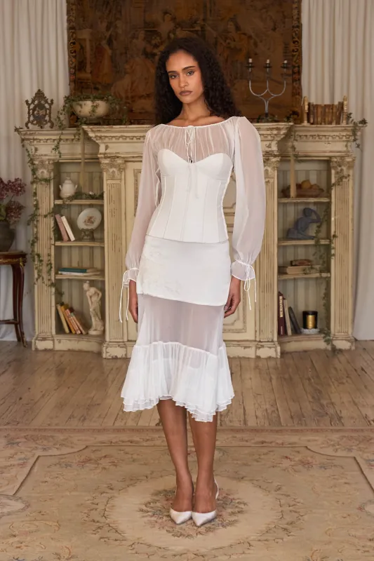 Vamp Bustier Top in Pearl made by Mirror Palais