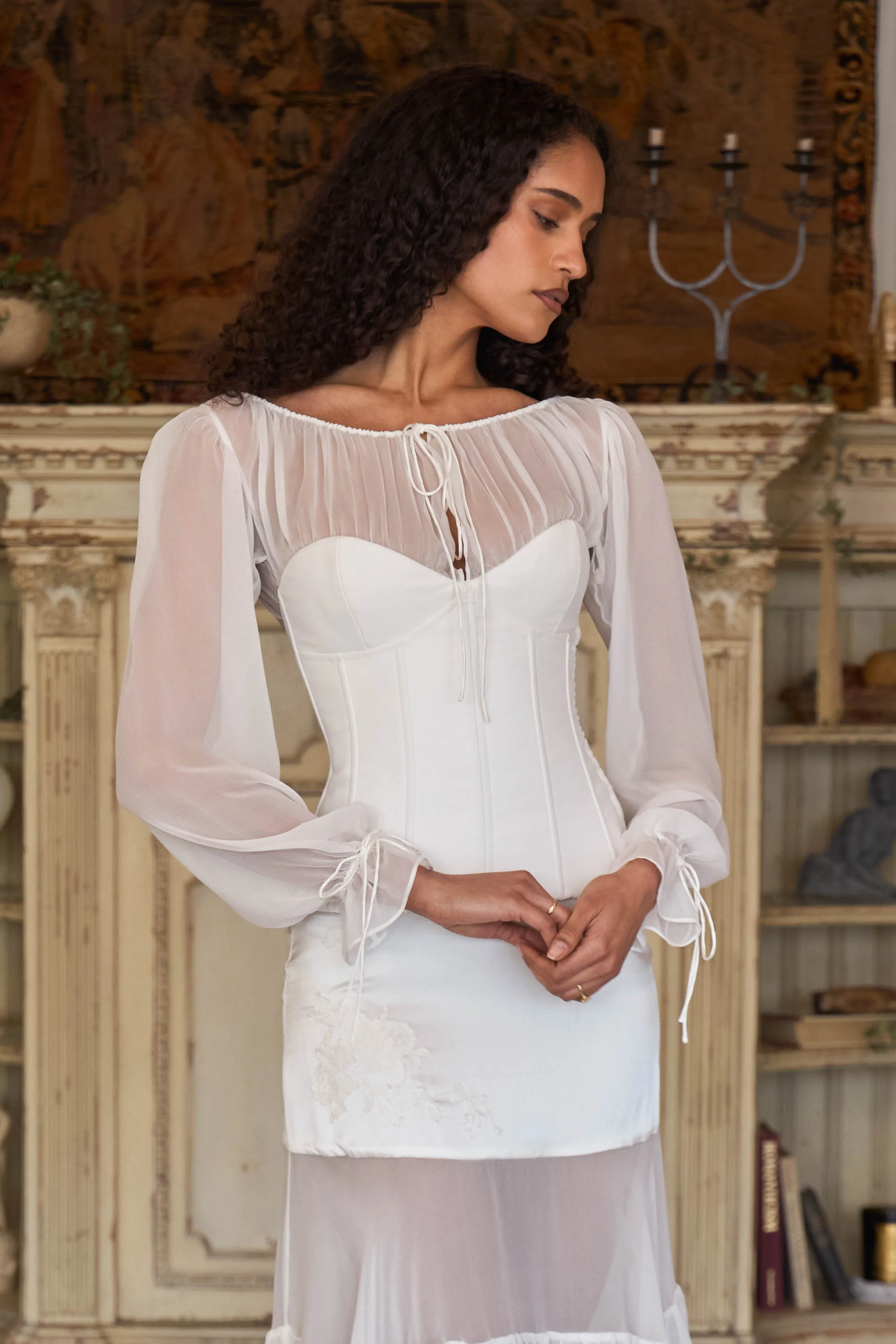 Vamp Bustier Top in Pearl sold by Mirror Palais product image thumbnail 2