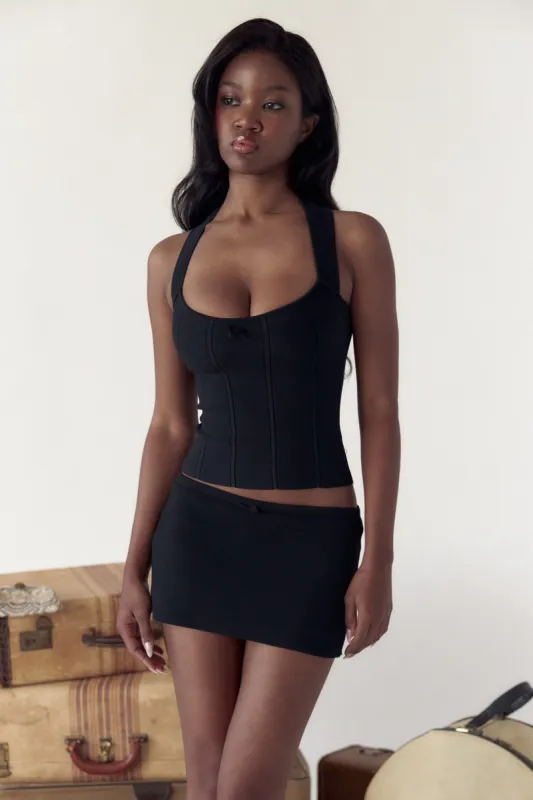 The Knit Halter Top in Noir sold by Mirror Palais
