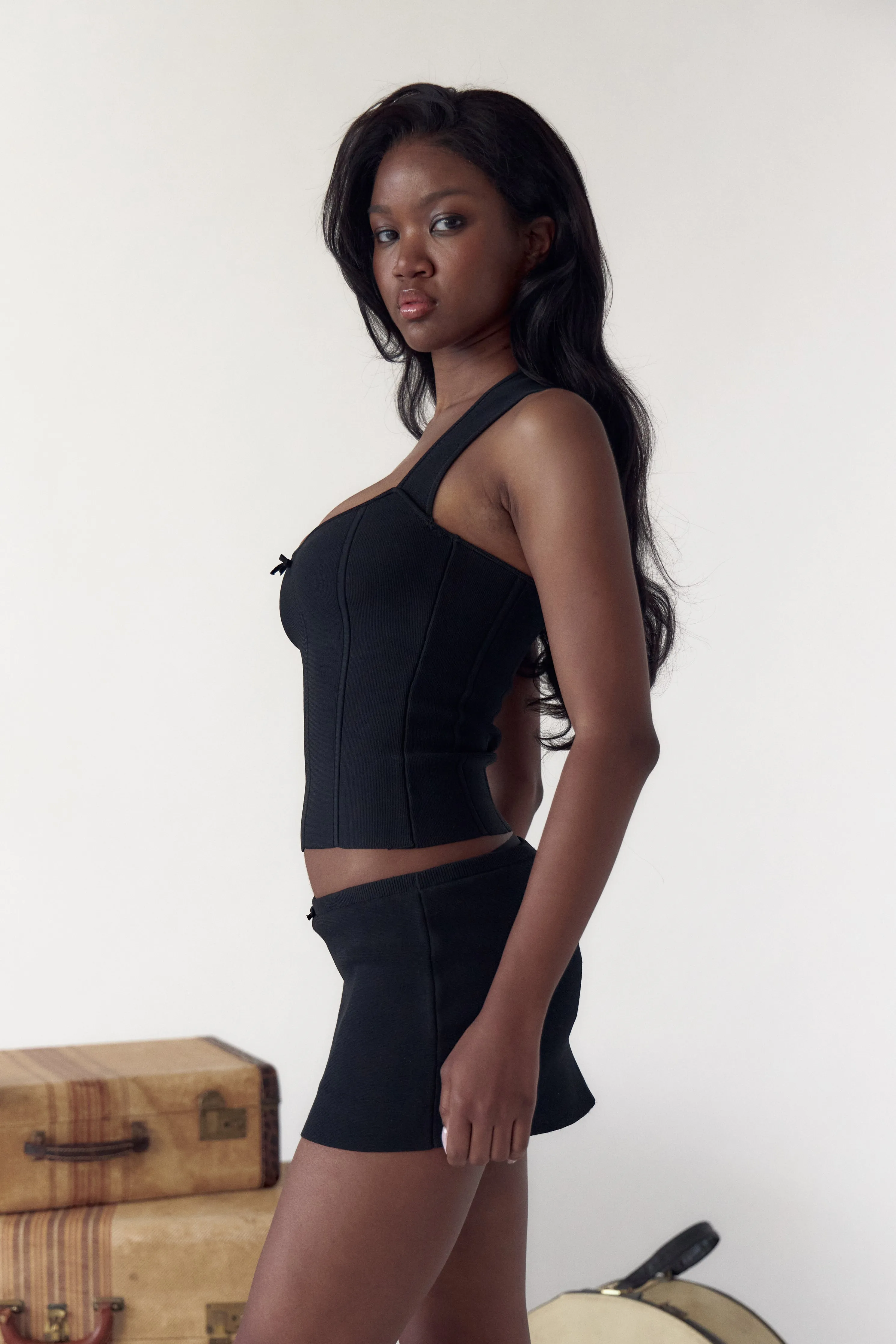 The Knit Halter Top in Noir sold by Mirror Palais product image thumbnail 3