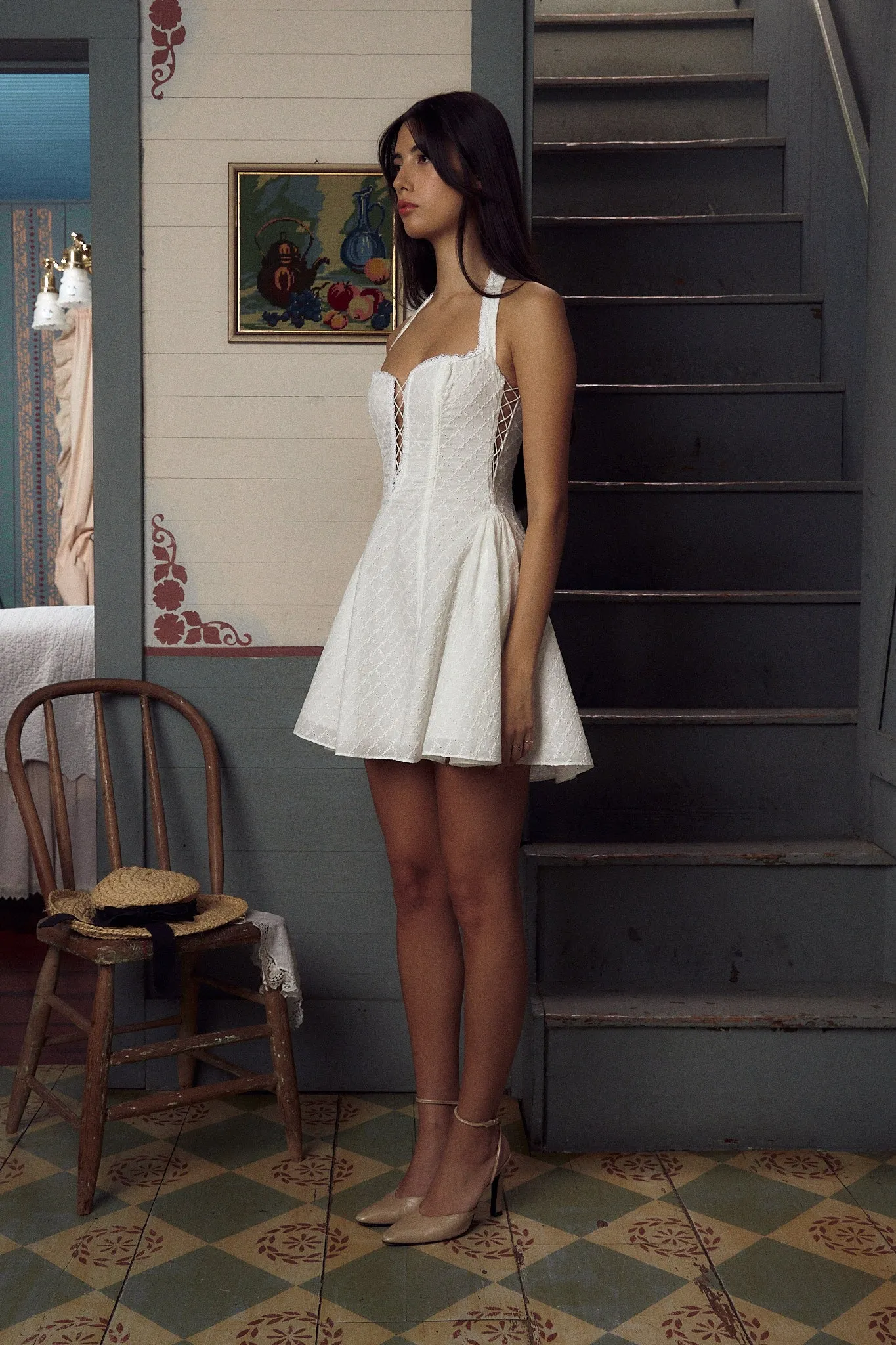 Lady in Lace Up Mini Dress sold by Mirror Palais product image thumbnail 4