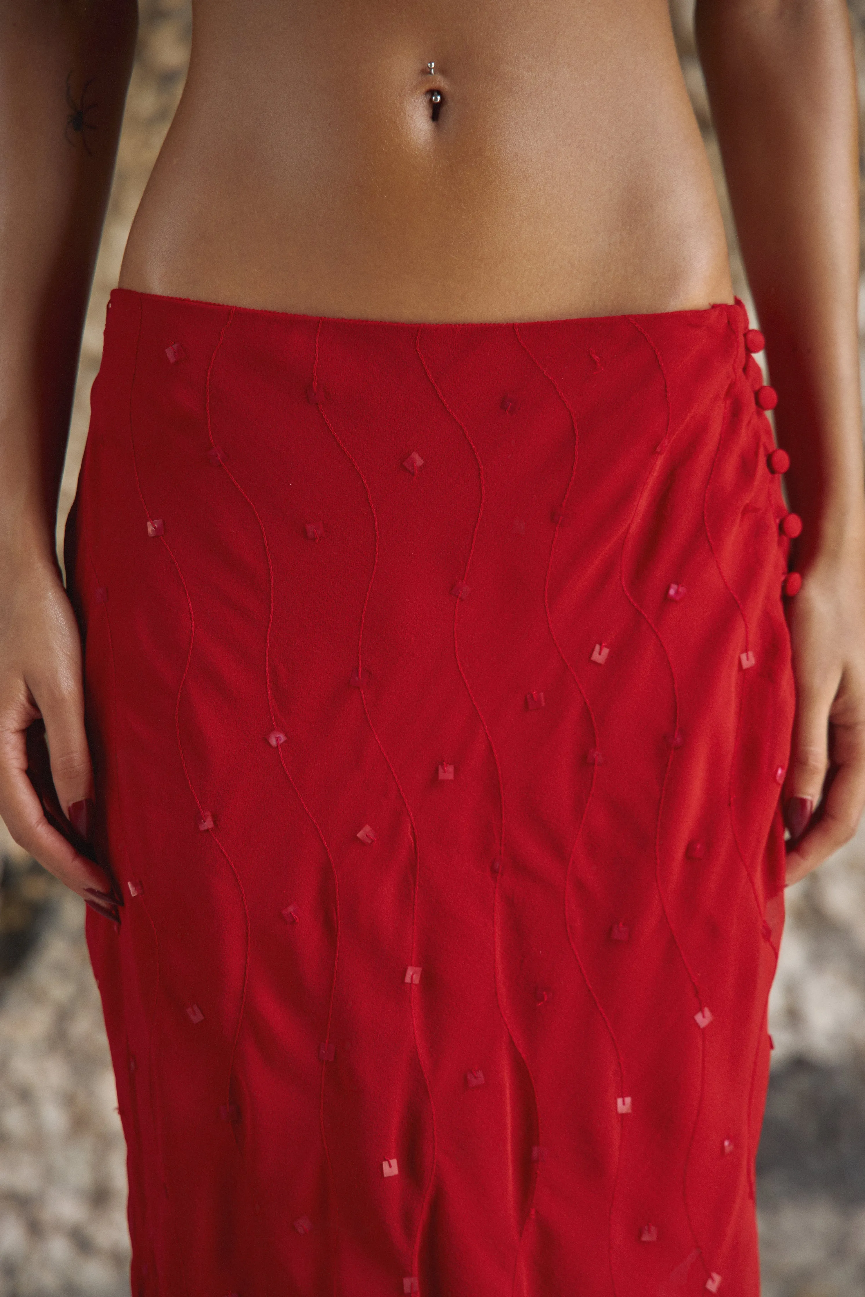 Beaded Skirt in Scarlet sold by Mirror Palais product image thumbnail 4