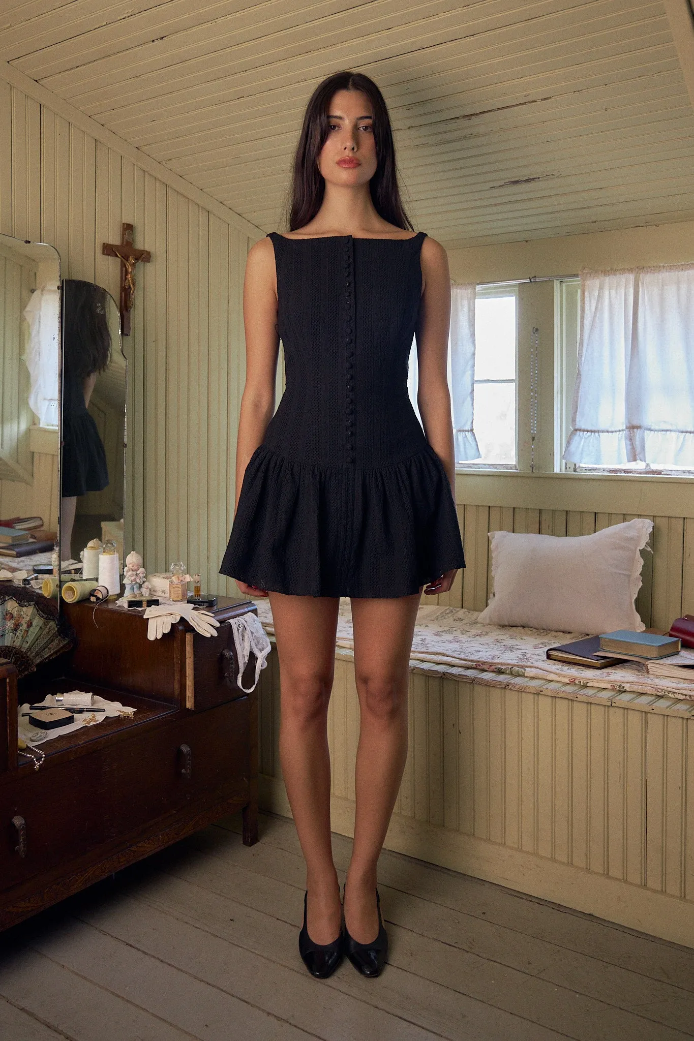 Kissing Booth Mini Dress in Noir sold by Mirror Palais product image thumbnail 2