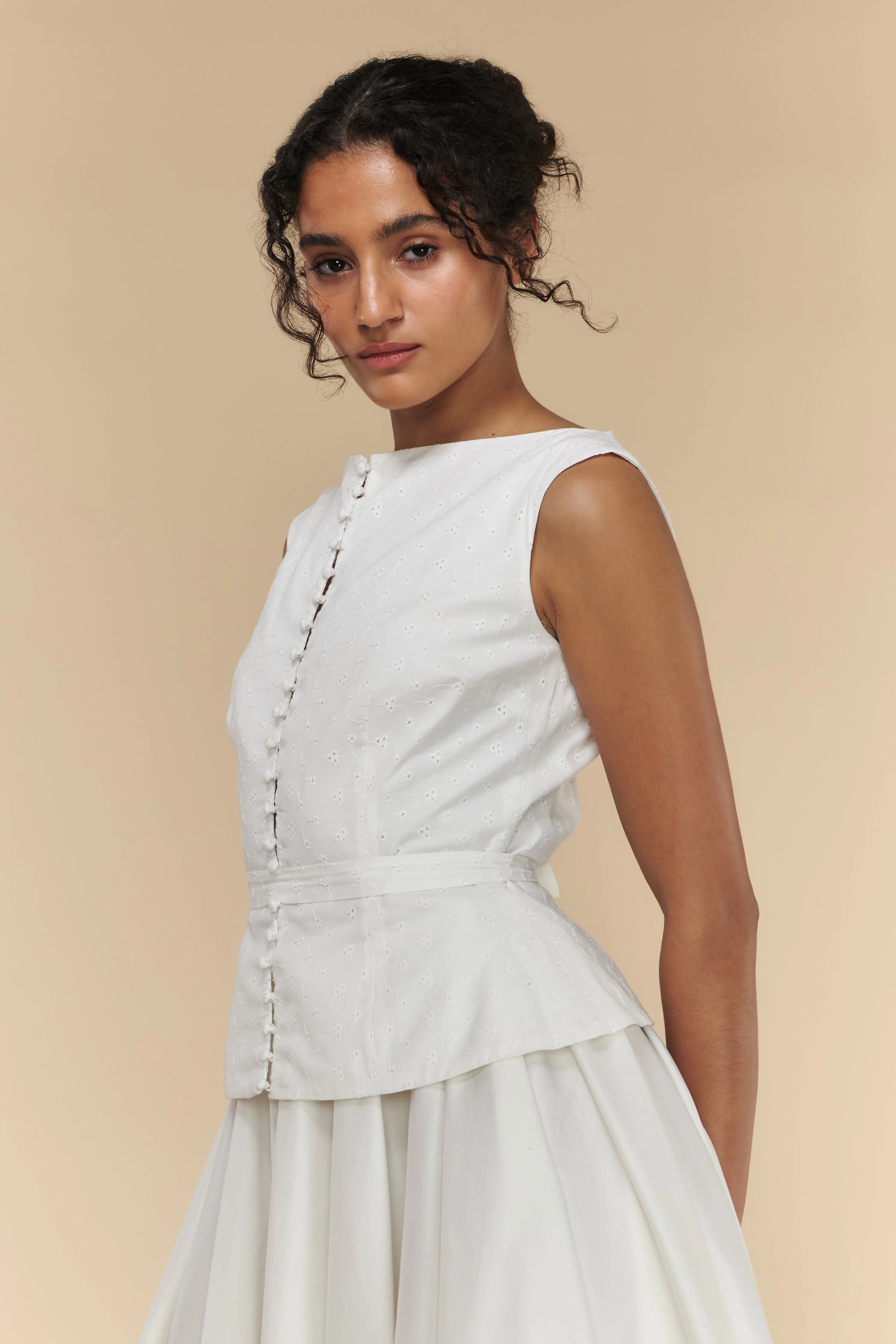 Boatneck Eyelet Top sold by Mirror Palais product image thumbnail 3