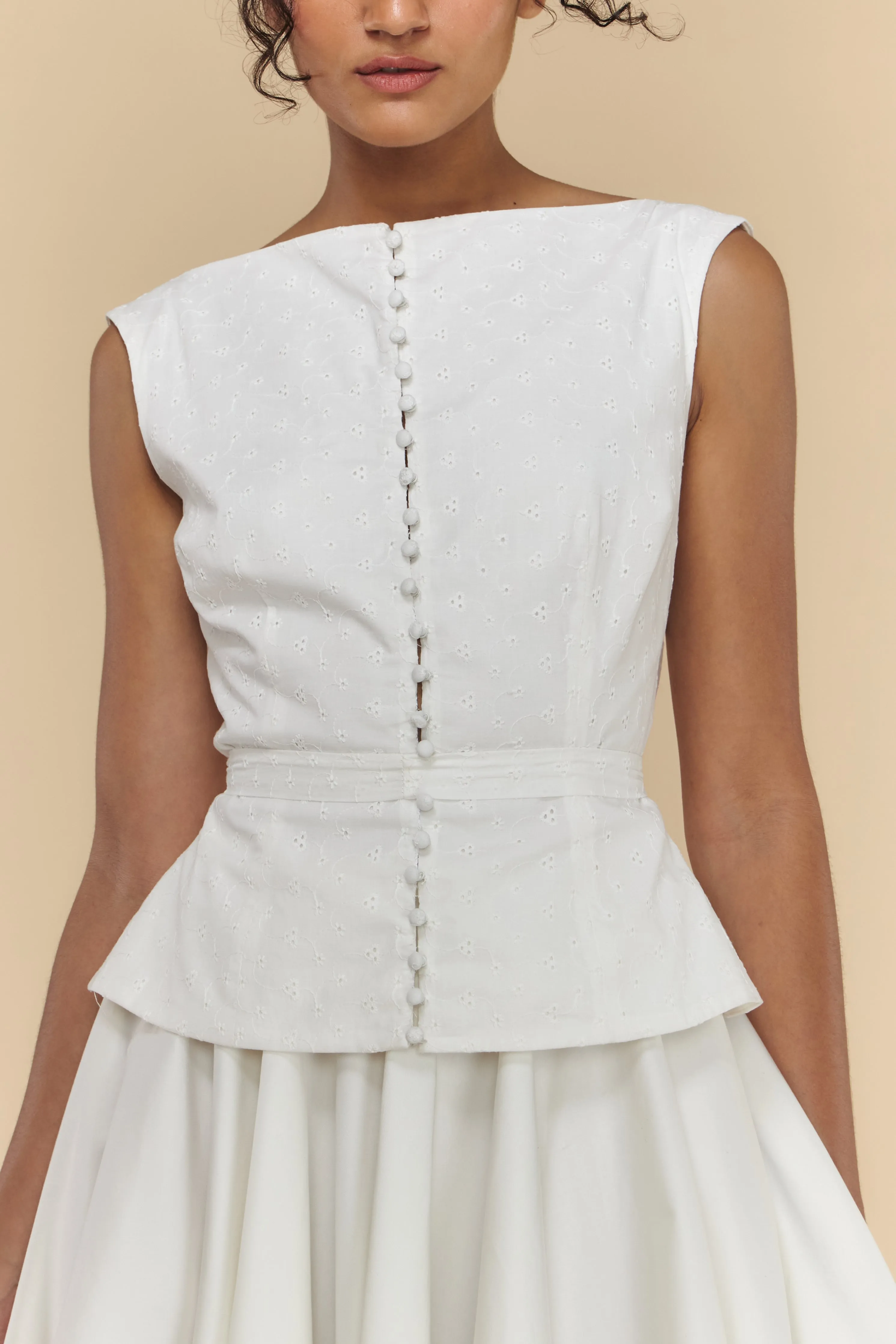 Boatneck Eyelet Top sold by Mirror Palais